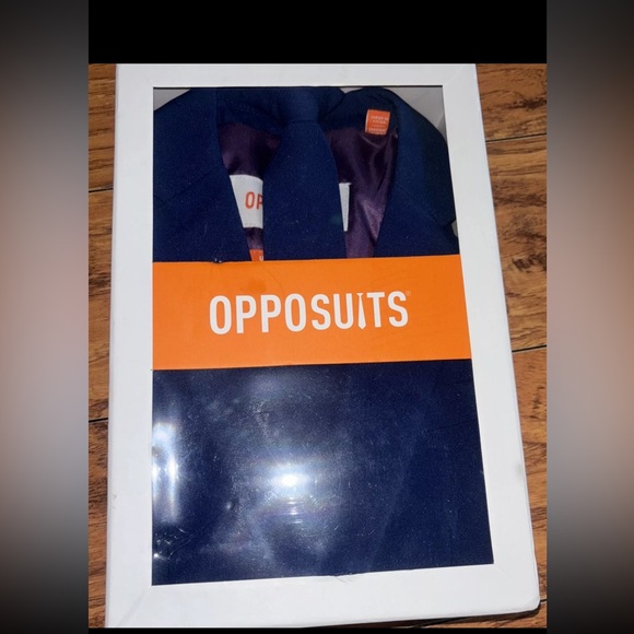OPPOSUITS Boys Navy Royal Solid Suit Jacket pants tie Size 8 - Picture 3 of 5
